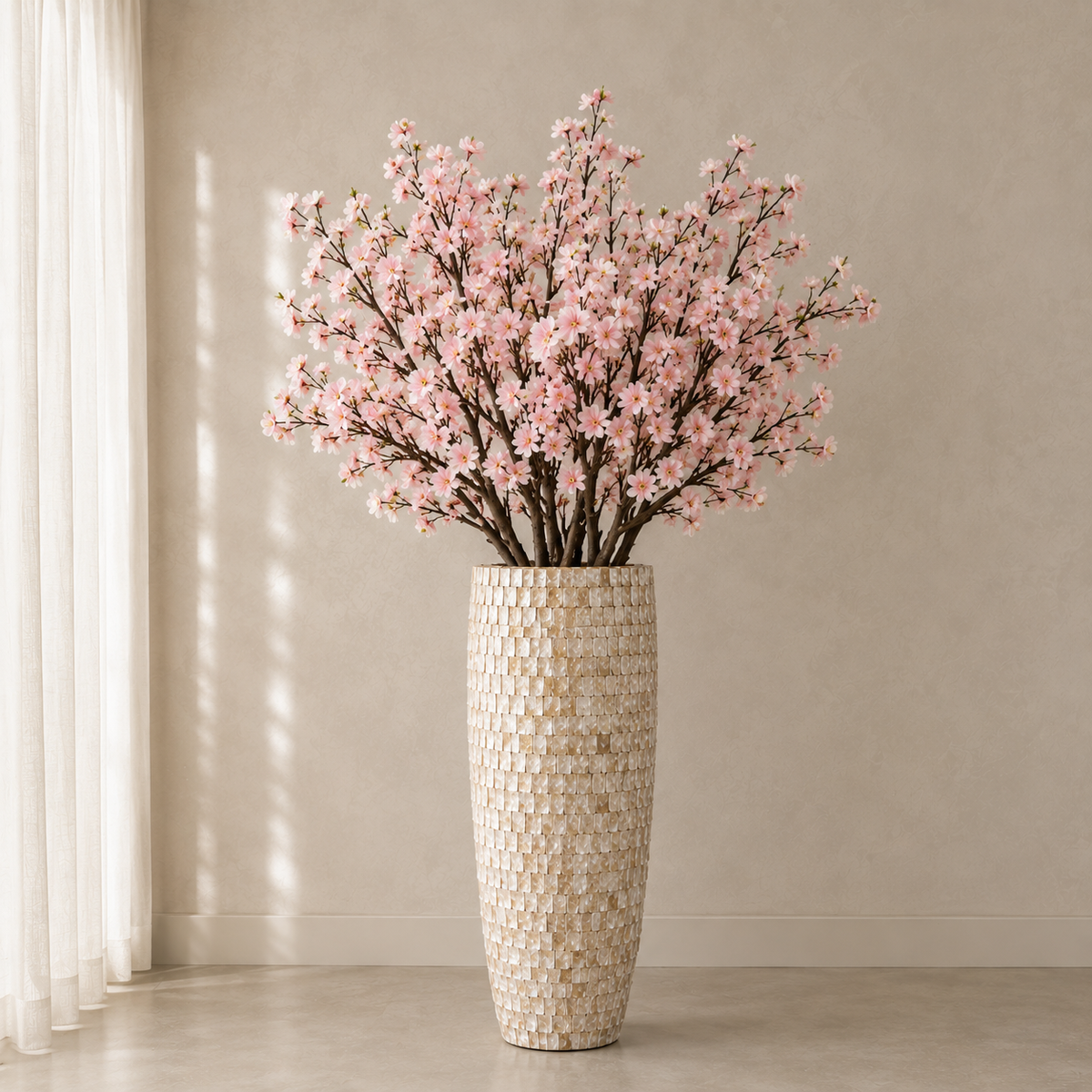 Handcrafted Shell Vase with Decorative Branches Included – Limited Edition
