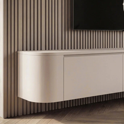 Japandi Curved TV Unit – Curved Side Design