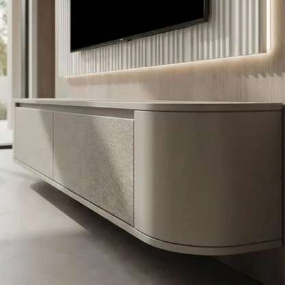 Japandi Curved TV Unit – Curved Side Design