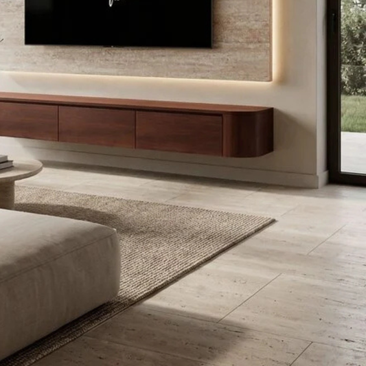 Japandi Curved TV Unit – Curved Side Design
