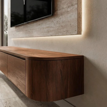 Japandi Curved TV Unit – Curved Side Design