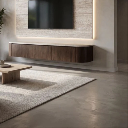 Japandi Curved TV Unit – Curved Side Design