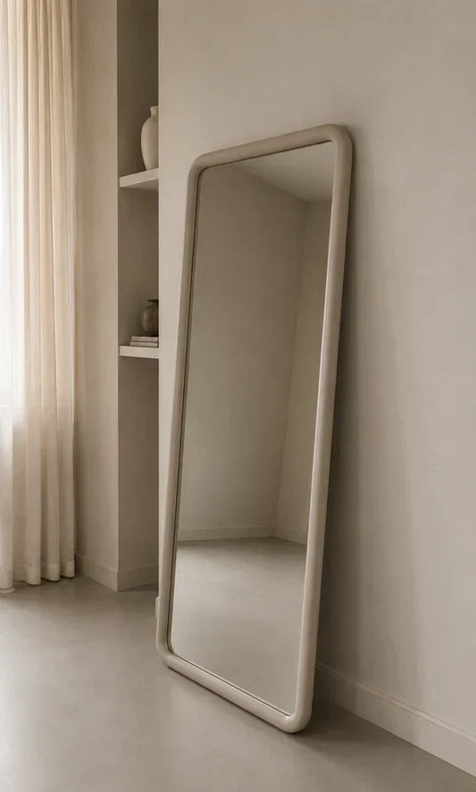 Mia Rectangular Full Length Mirror – Japandi Wood – Taupe – 200 x 100 cm